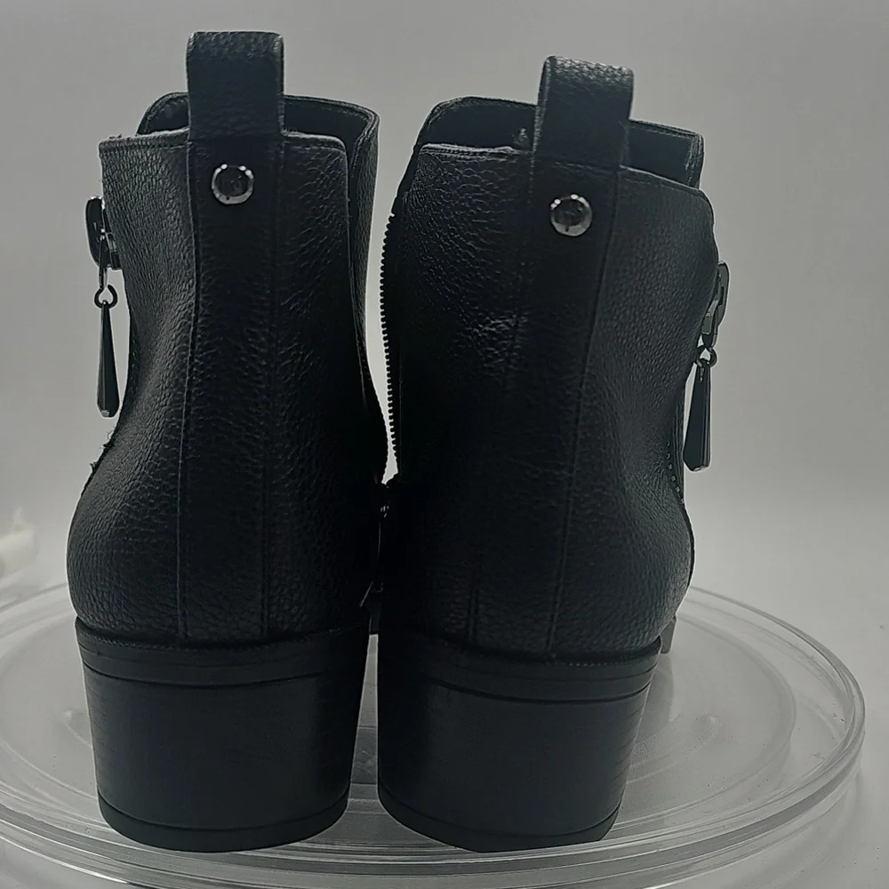 J Simply Vera Vera Wang Ankle Boots Faux Leather Black Zipper Sz 7.5M - Picture 4 of 11